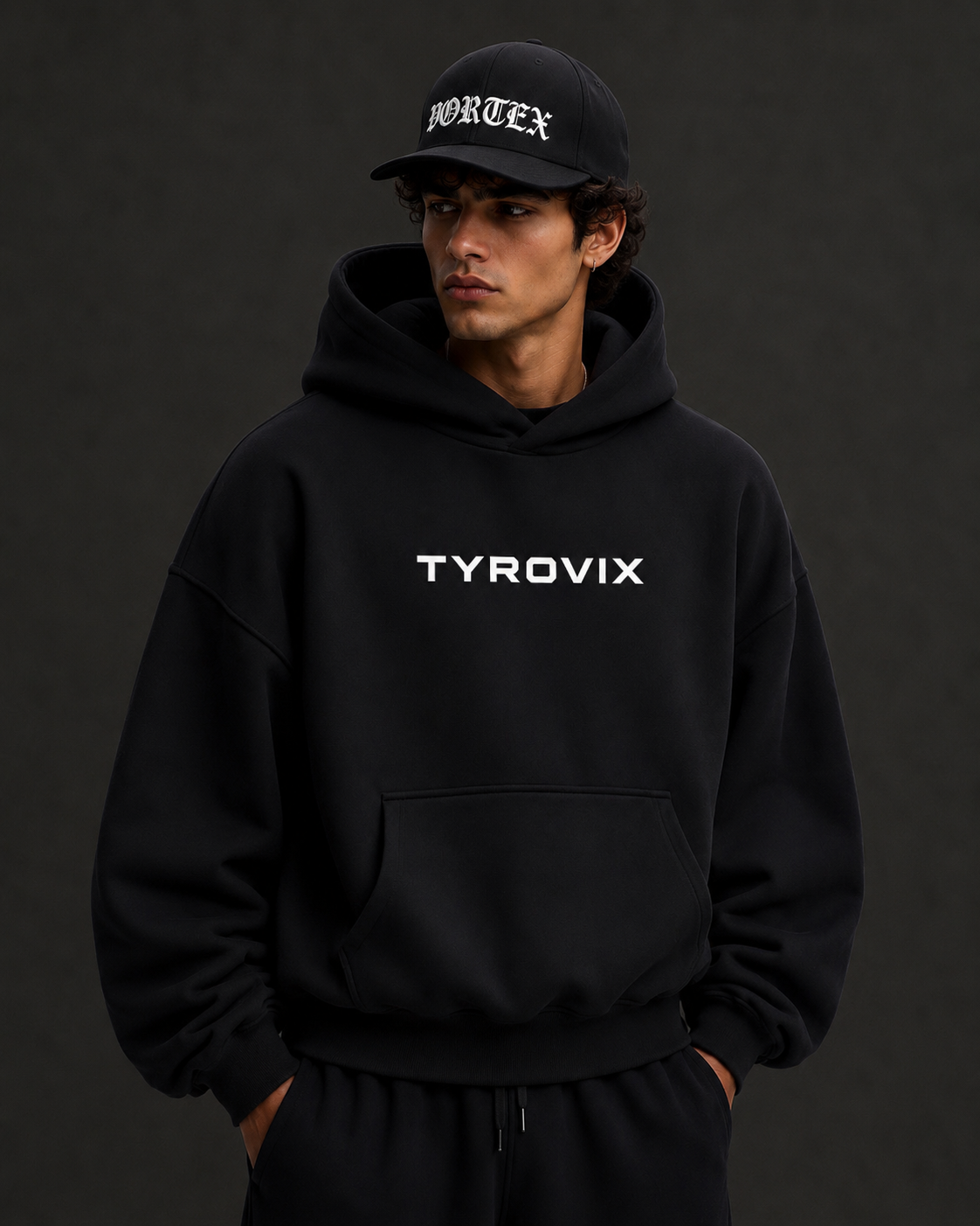 Tyrovix Black Oversized Hoodie