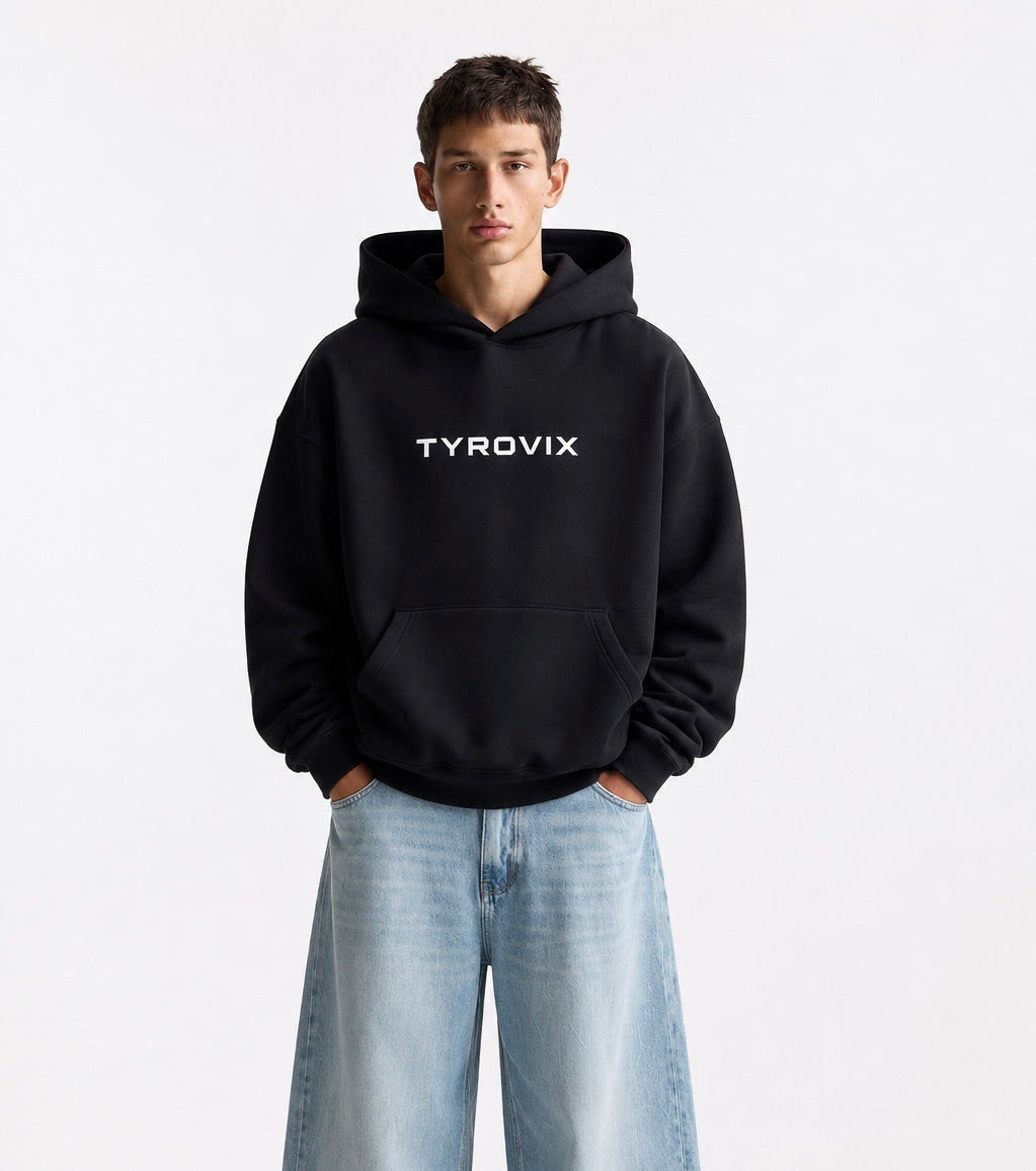 Tyrovix Black Oversized Hoodie
