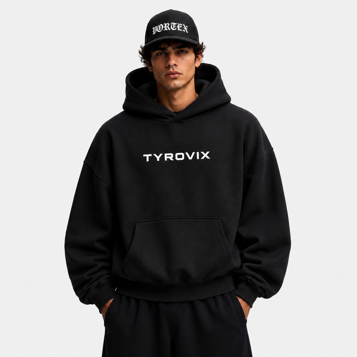 Tyrovix Black Oversized Hoodie