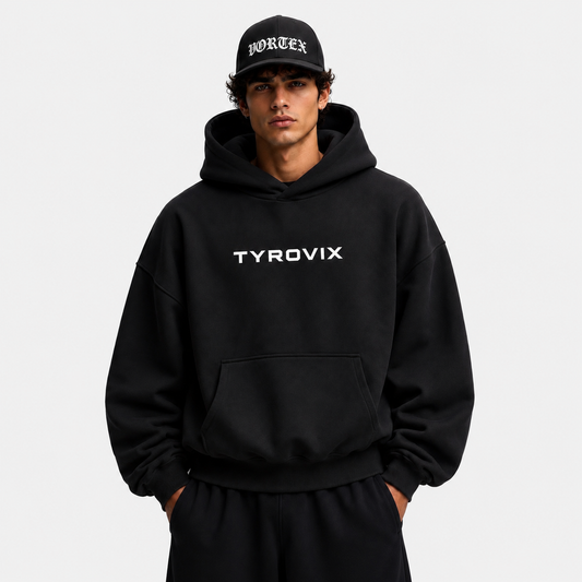 Tyrovix Black Oversized Hoodie
